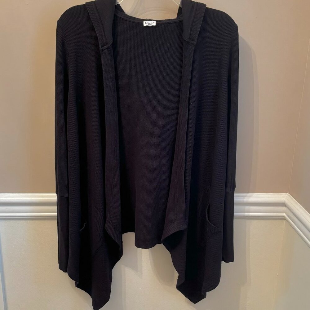 SPLENDID Woman's Hooded Draped Thermal Open Cardigan Size S in color Black